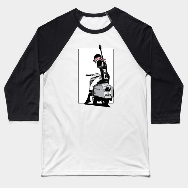 Haruko - Vespa Baseball T-Shirt by waveformUSA